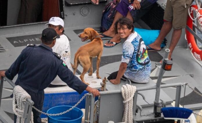 Rescatan a pescadores de Cozumel y a su perrito 'Canelo' tras 48 horas desaparecidos en alta mar"