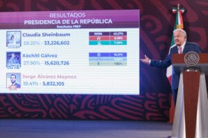 Presentan resultados de elecciones en conferencia de AMLO; se requiere garantizar el derecho a la información, afirma