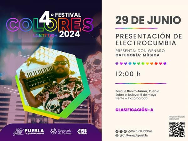 Cultura: Finalizará "Festival Colores 2024" con fiesta musical en Parque "Benito Juárez"