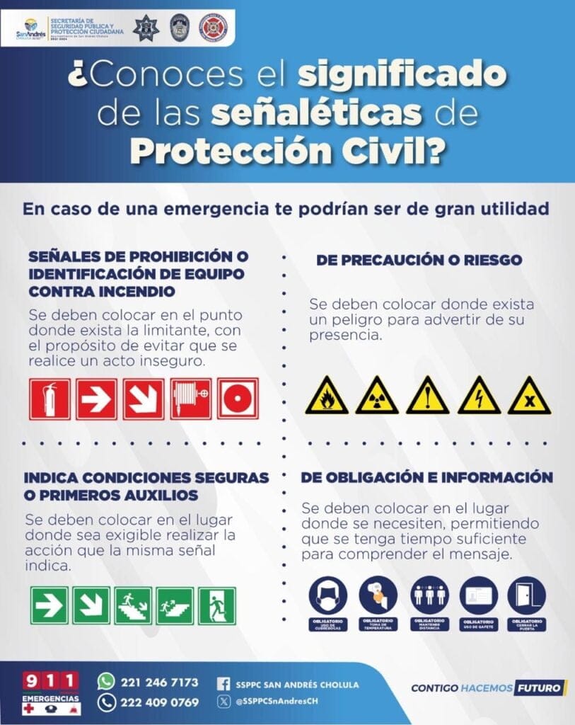 Promueve gobierno de San Andrés Cholula señalamientos en materia de Protección Civil  