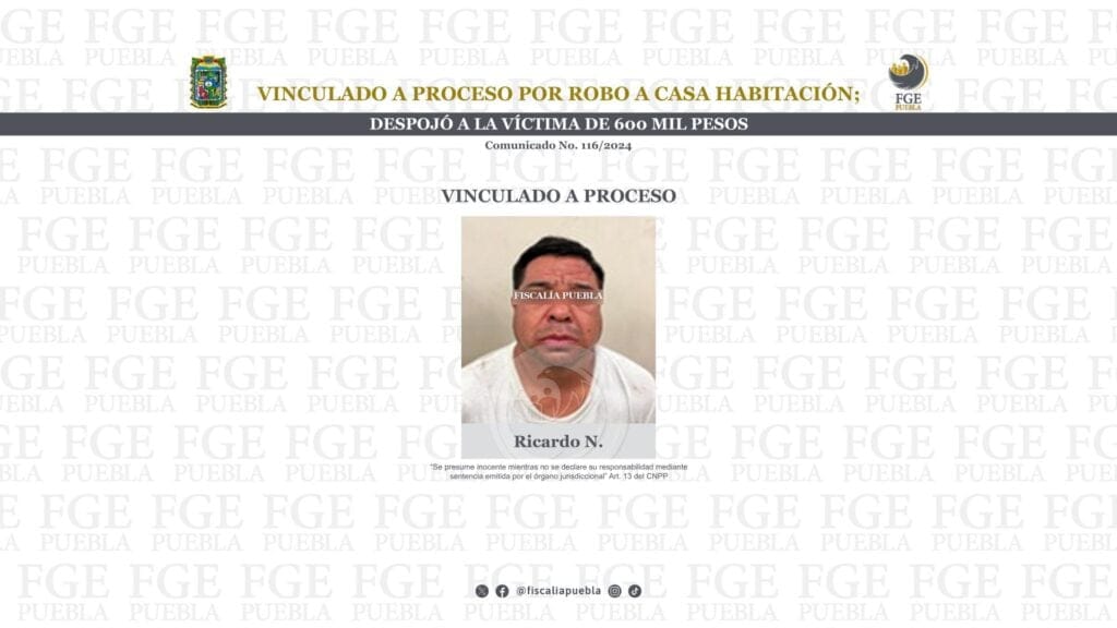 Vinculado a proceso por robo a casa habitación; despojó a la víctima de 600 mil pesos