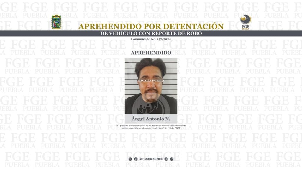Aprehendido por detentación de vehículo con reporte de robo