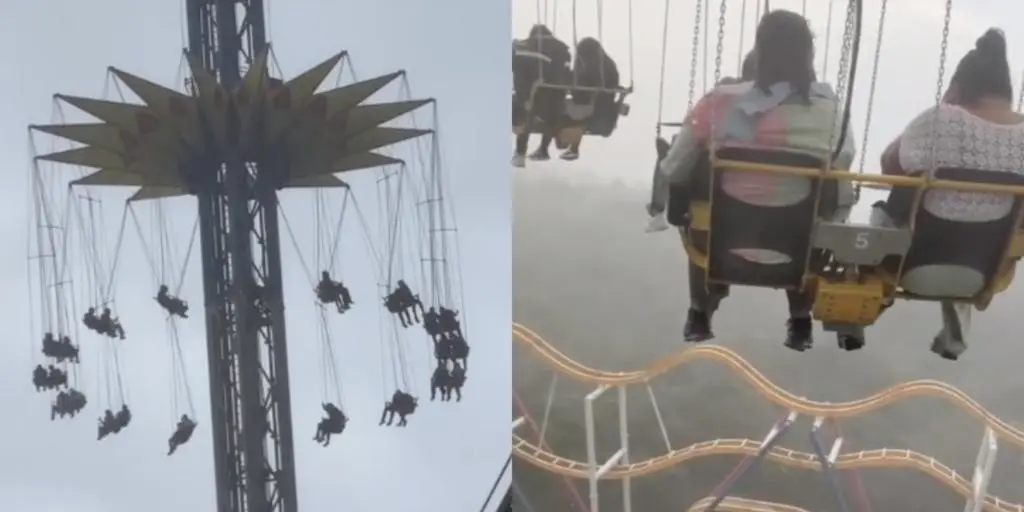 Pánico en Six Flags México: Lluvias detienen atracción Supergirl Sky Flight a 74 metros de altura