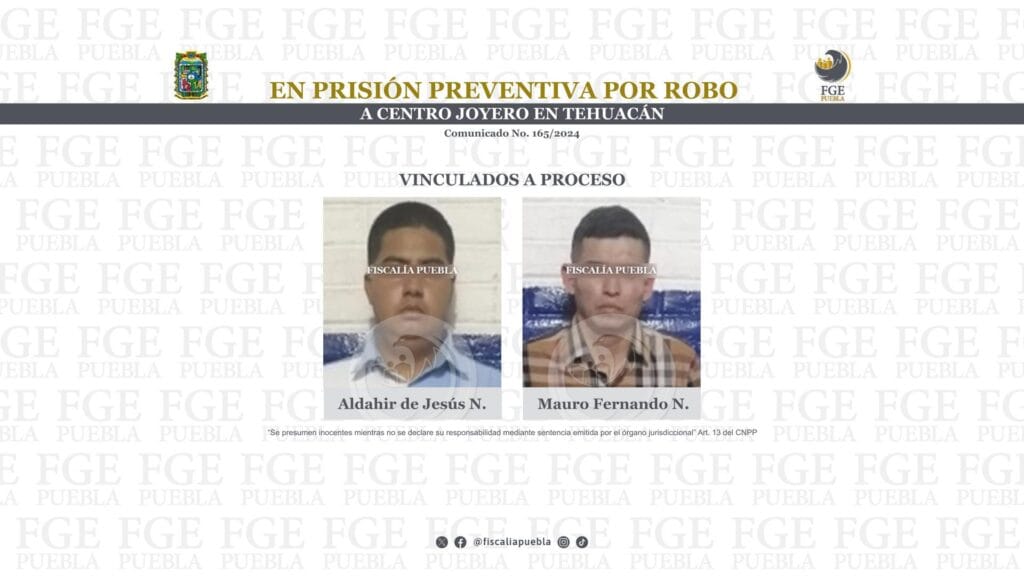 En prisión preventiva por robo a centro joyero en Tehuacán