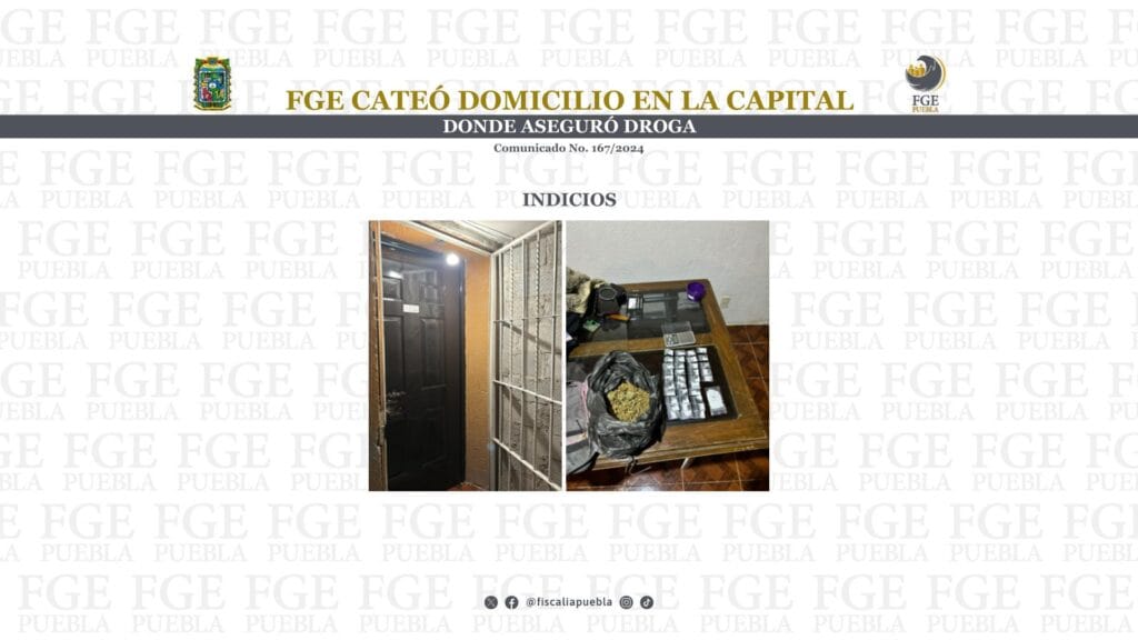 FGE cateó domicilio en la capital donde aseguró droga