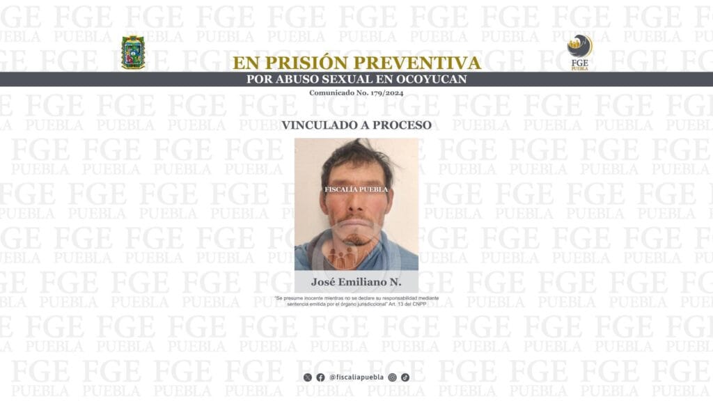 En prisión preventiva por abuso sexual en Ocoyucan