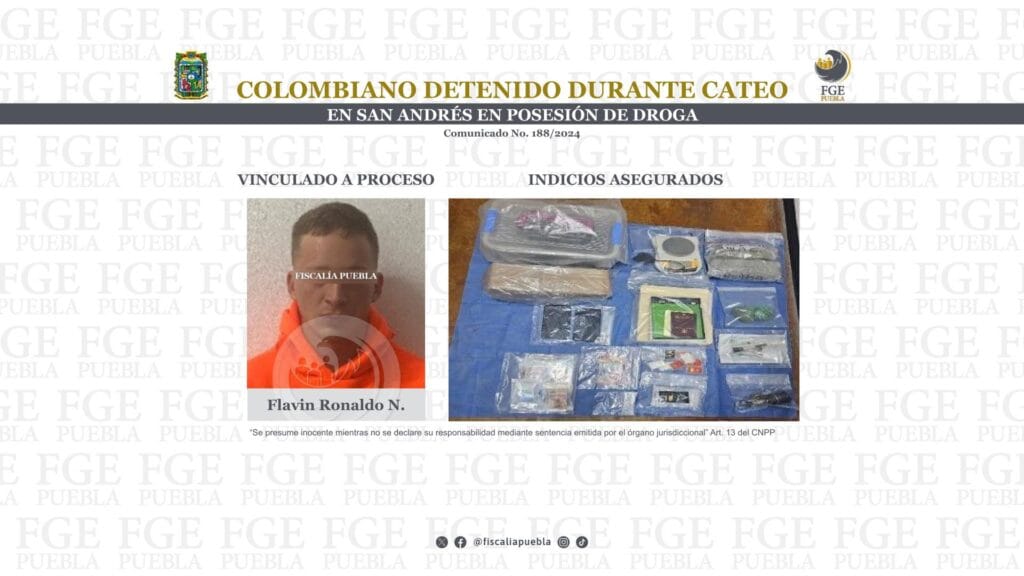 Colombiano detenido durante cateo en San Andrés en posesión de droga