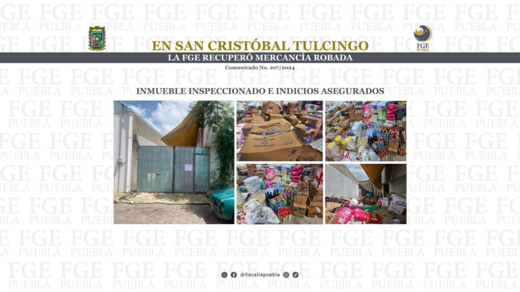 En San Cristóbal Tulcingo, la FGE recuperó mercancía robada