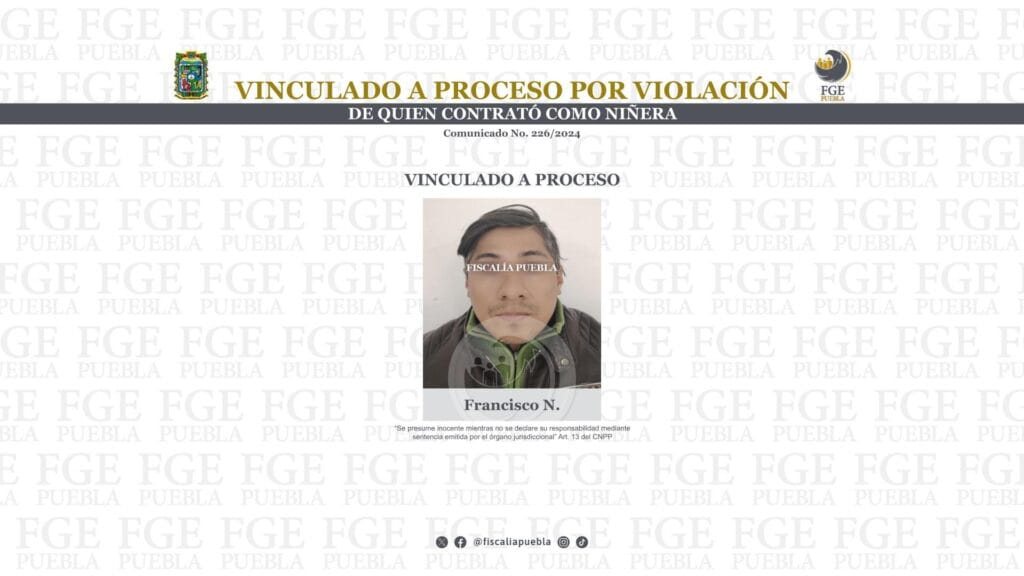 Vinculado a proceso por violación de quien contrató como niñera