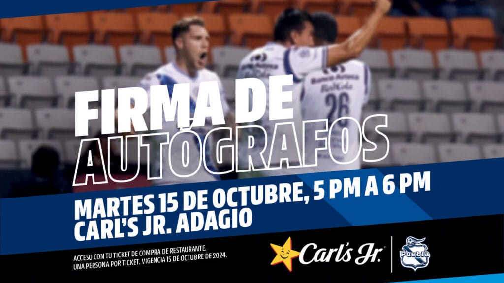 Club Puebla realizará firma de autógrafos en Carl’s Jr. este 15 de octubre