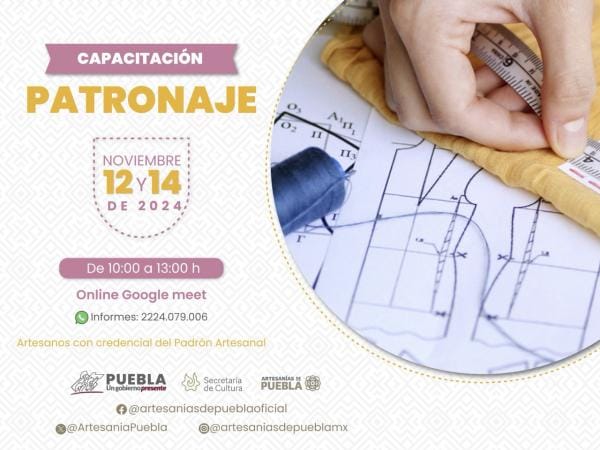Brindará gobierno de Puebla capacitaciones virtuales para artesanas y artesanos