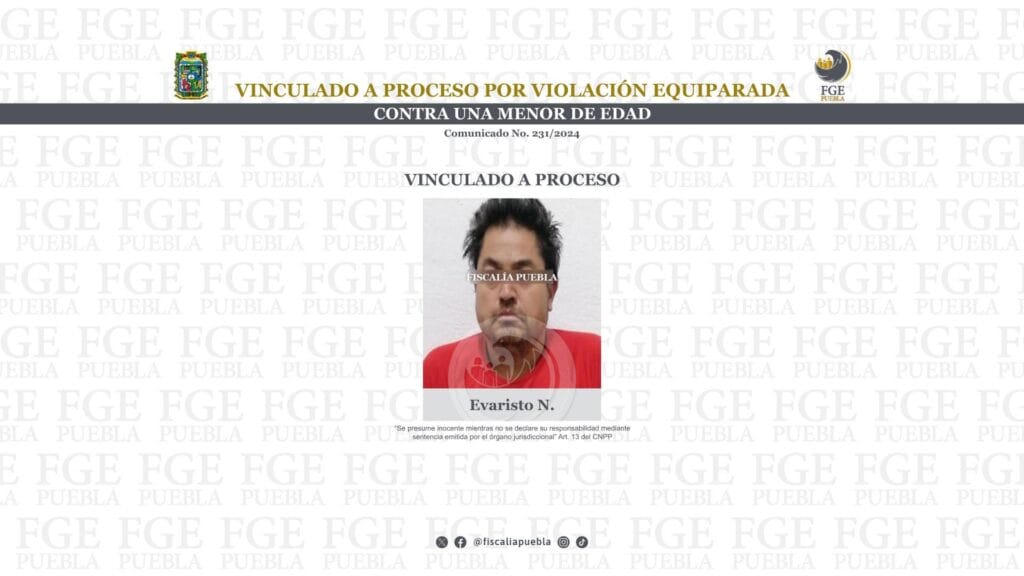 Vinculado a proceso por violación equiparada contra una menor de edad