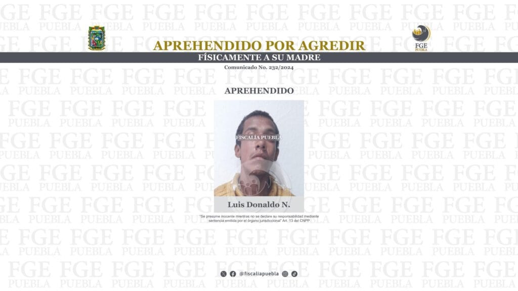 Aprehendido por agredir físicamente a su madre