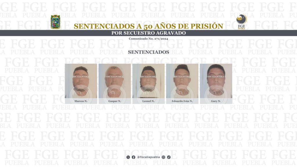 Sentenciados a 50 años de prisión por secuestro agravado