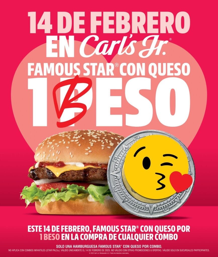 ¡Cupido llega a Carl’s JR.! Con tan sólo un beso recibe una hamburguesa gratis