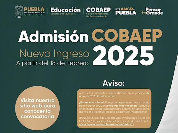 Inicia proceso de admisión COBAEP para el ciclo escolar 2025-2026