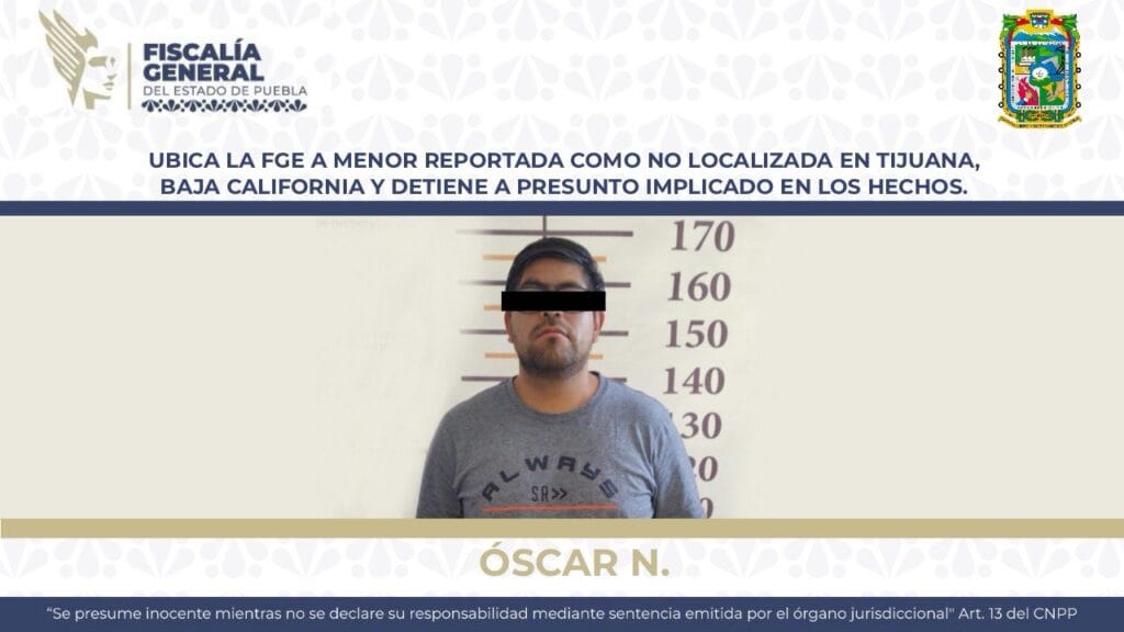 Ubica la FGE a menor reportada como no localizada en Tijuana, Baja California y detiene a presunto implicado en los hechos
