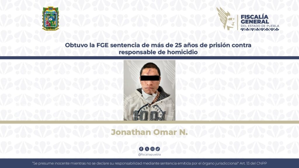 Obtuvo la FGE sentencia de más de 25 años de prisión contra responsable de homicidio