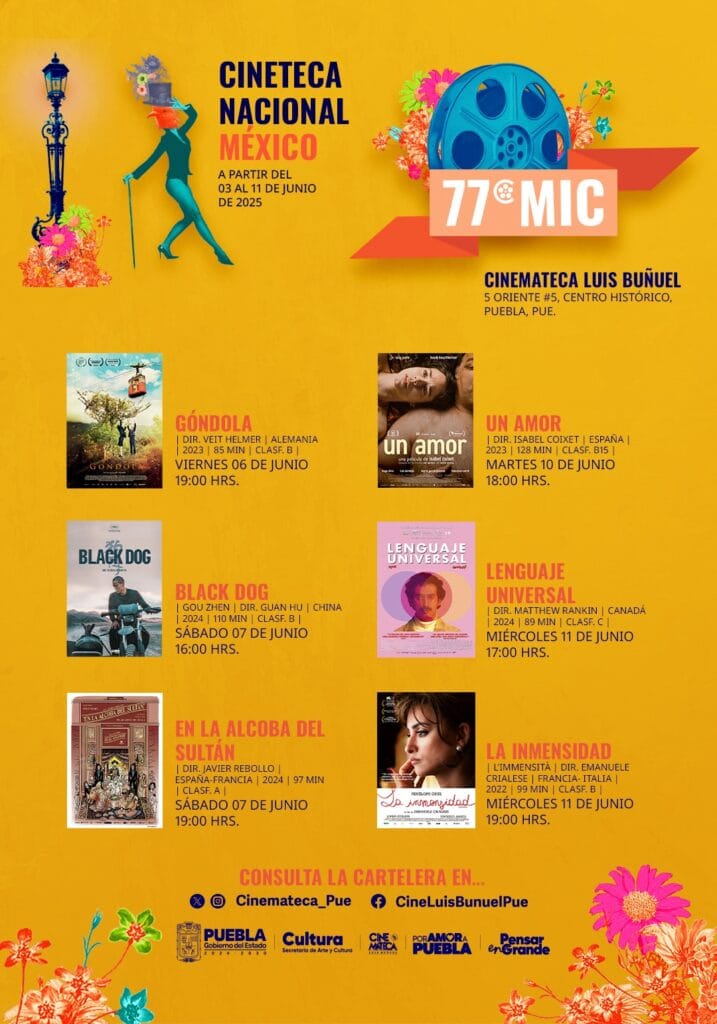 Puebla exhibirá Muestra Internacional de Cine de la Cineteca Nacional