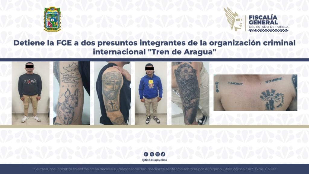 Detiene la FGE a dos presuntos integrantes de la organización criminal internacional "Tren de Aragua"