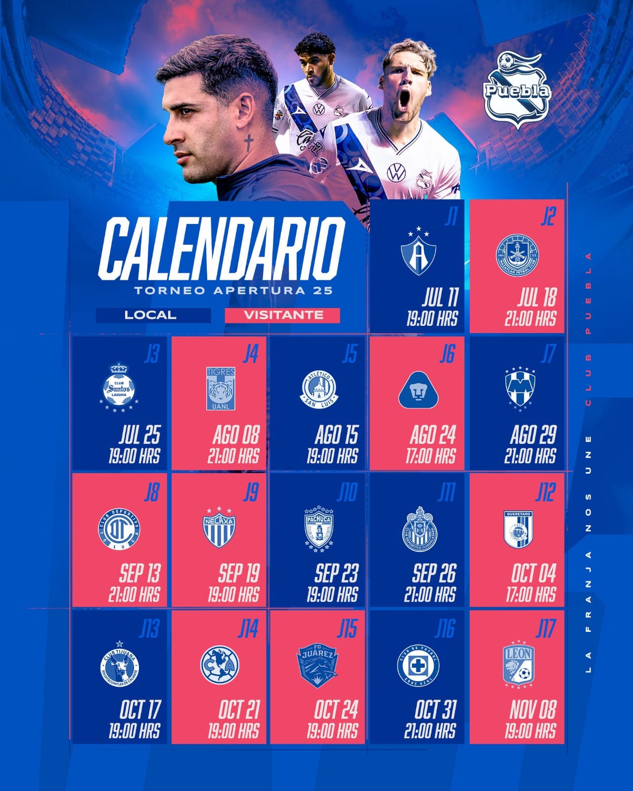 La Franja revela su calendario para el Apertura 2025 - Puebla321