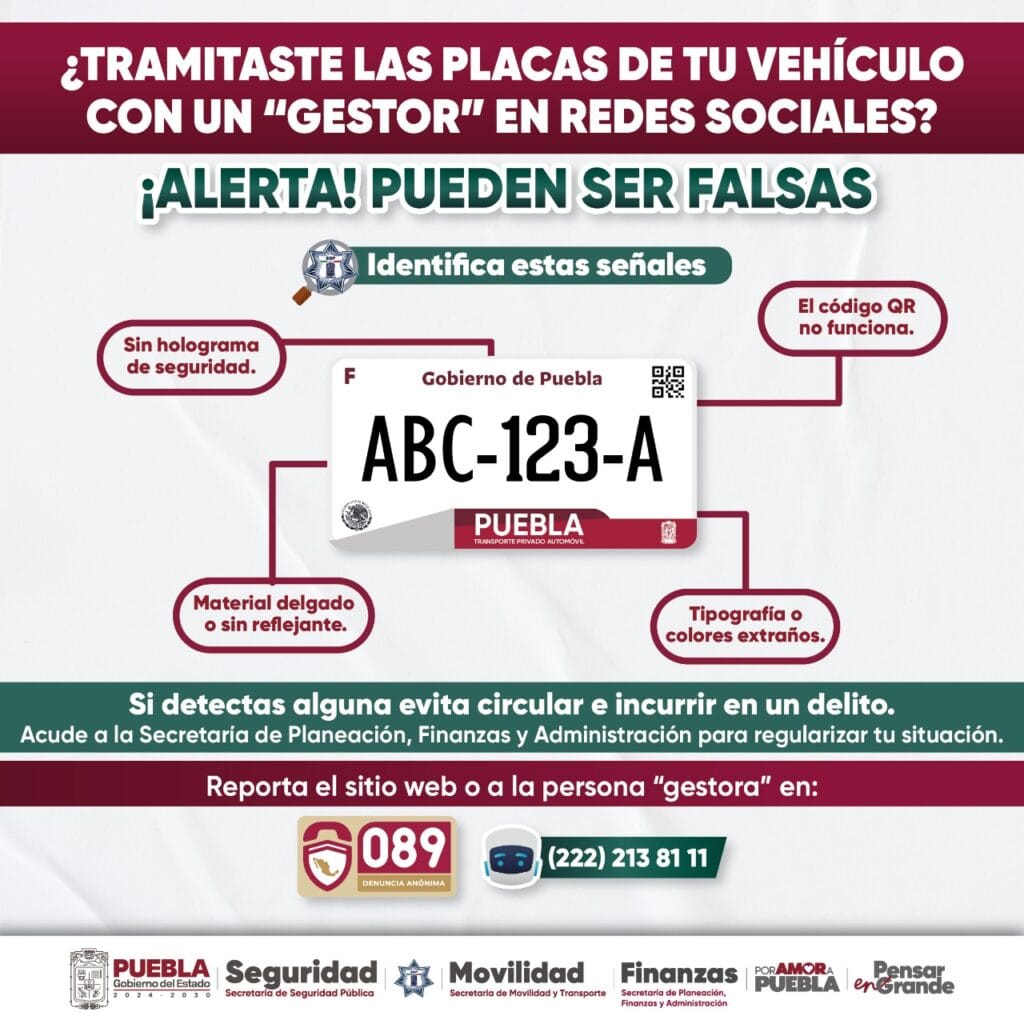 Alerta SSP sobre riesgos por tramitar placas de circulación con “gestores”